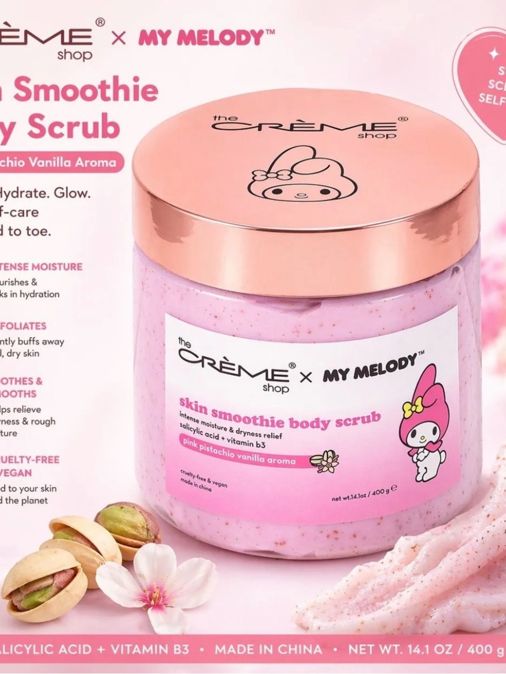 The Crème Shop x My Melody skin smoothie body scrub